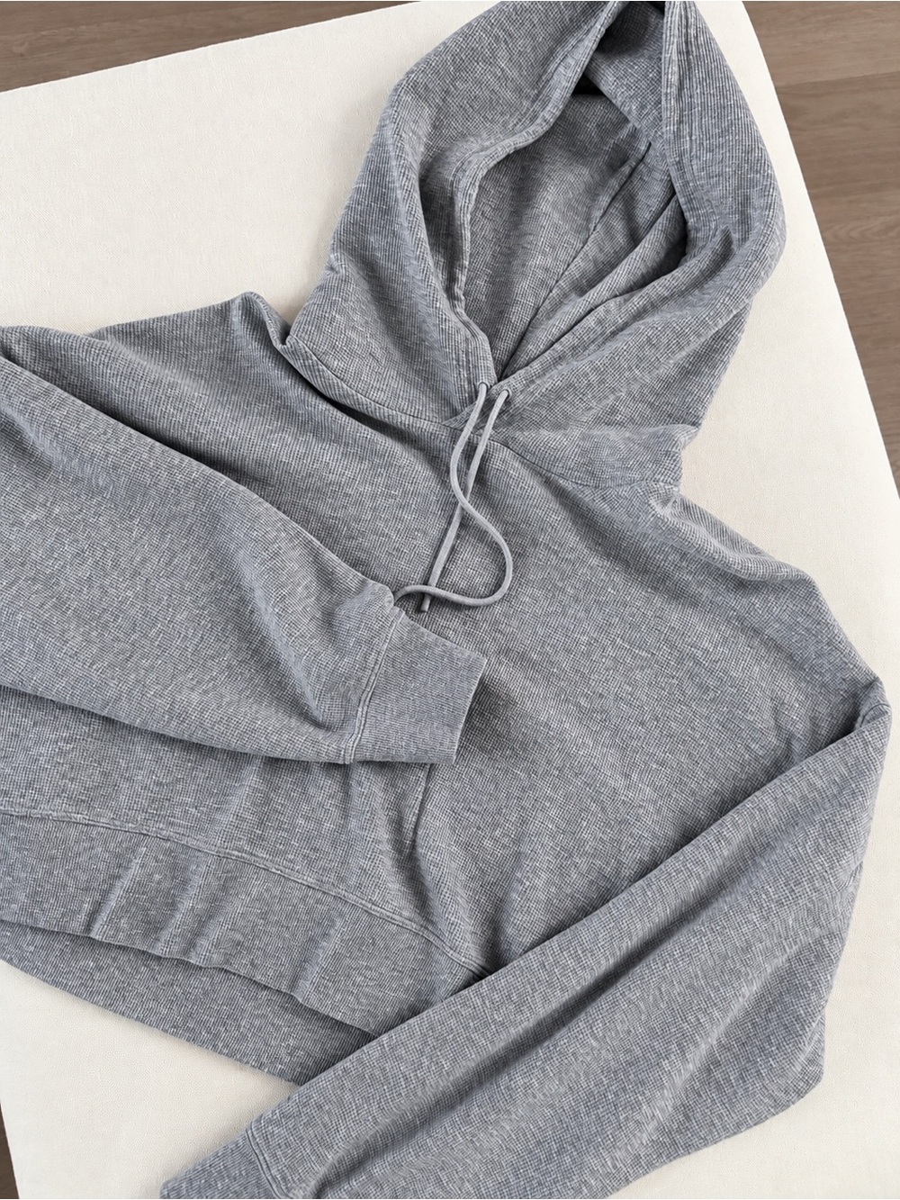 TNA Heather Grey Hooded Pullover Cropped Sweatshirt